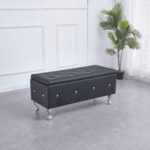 Black Tufted Hard WoodStorage Bench