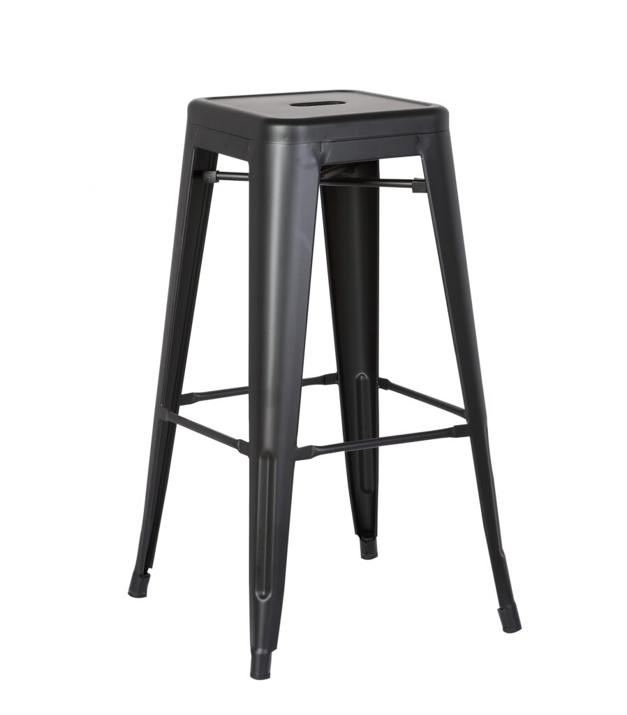 30″ Matte Black Backless Metal Barstool With a Set of 2