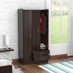 Espresso Finish Wood Wardrobe Armoire