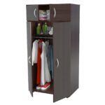 Espresso Finish Wood Wardrobe with Four Doors