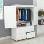 White Finish Wood Four Drawer Armoire Dresser