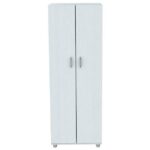 White Finish Wood Storage Cabinet with Two Doors