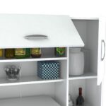 White Finish Wood Kitchen Storage Cabinet