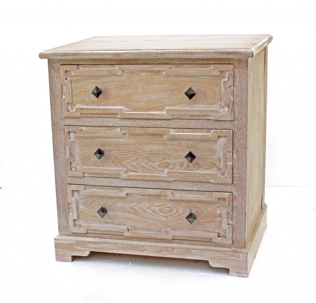 16 x 32 x 32 Natural 3 Drawer Rustic White-Washed Wood – Cabinet