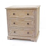 16 x 32 x 32 Natural 3 Drawer Rustic White-Washed Wood – Cabinet