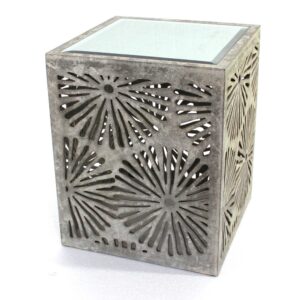 16' X 18' X 20' White Marble Wood 2Pc Pk End Table