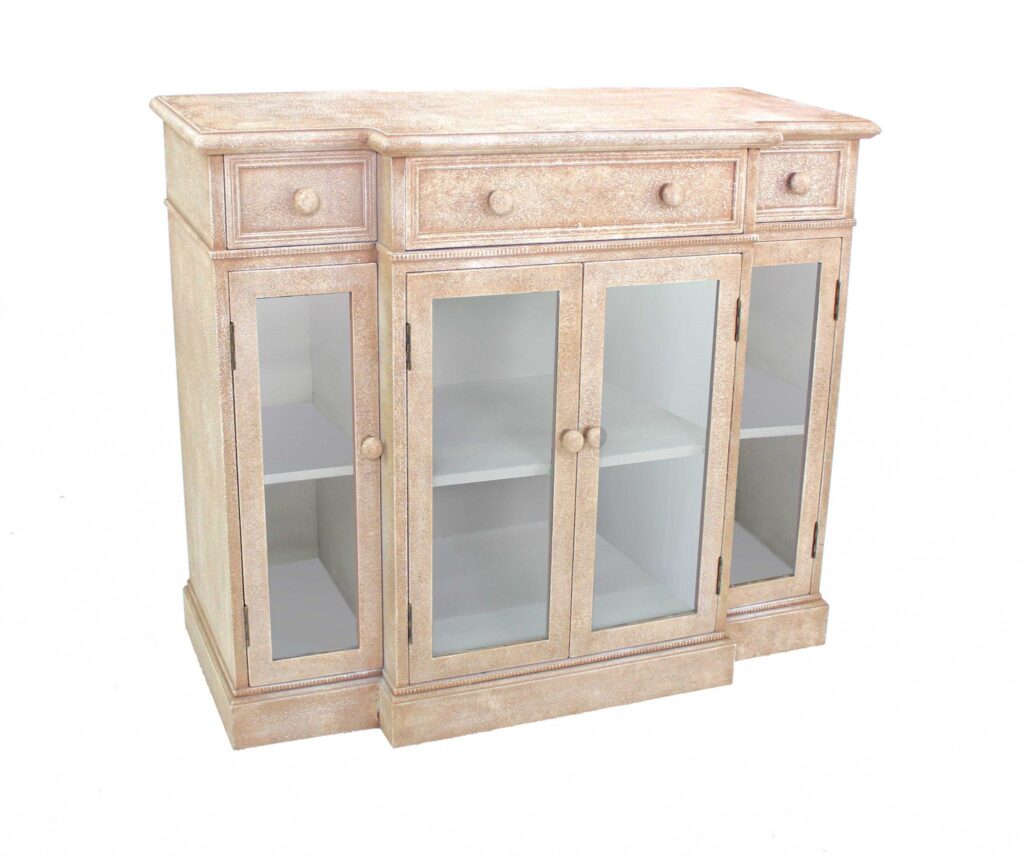 14 x 42 x 34 Beige Vintage French Style Distressed – Hallway Cabinet