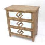 15.75 x 30 x 32 Tan Mirrored 3 Drawer Wooden – Cabinet