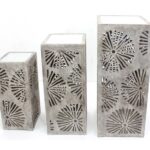 Gray 3 Piece Industrial Floral Mirrored Nesting Table Set