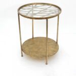 20 x 20 x 24 Gold Round Rimmed Glass Top – End Table