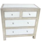 18 x 36 x 36 Silver 4 Drawer Mirrored Wood – Cabinet