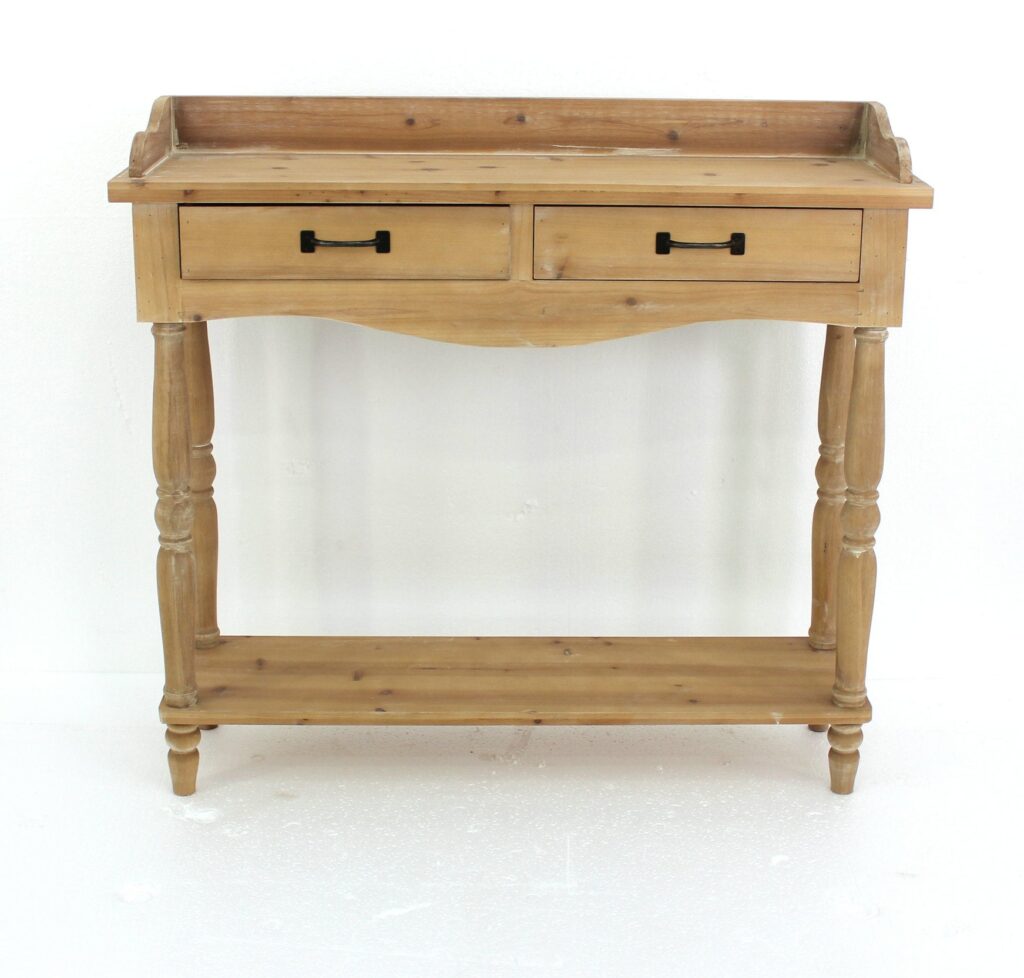 11.75 x 42 x 38.5 Natural 2 Drawer Rustic Unfinished Dressing – End Table