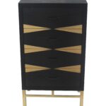 14 x 23 x 40 Black & Gold 4 Drawer  Side Table