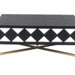 24 x 46 x 19 Black & Gold 3 Drawer Mirrored  Console Table