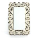 32.75 x 21.75 x 1.25 White Vintage Decorative Wood & Metal  Wall Mirror