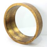 35.75 x 35.75 x 7.75 Gold Round Tray Shaped  Cosmetic Mirror