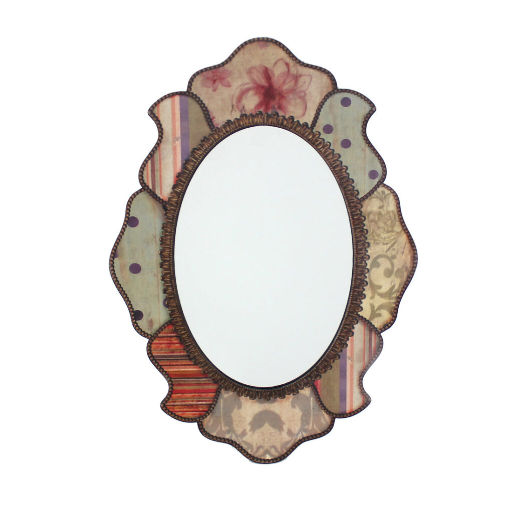 21.65 x 31.5 Multi-Color Retro Style Decorative Wooden – Wall Mirror