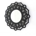 23.75 x 23.75 Black Traditional Lotus – Wall Mirror