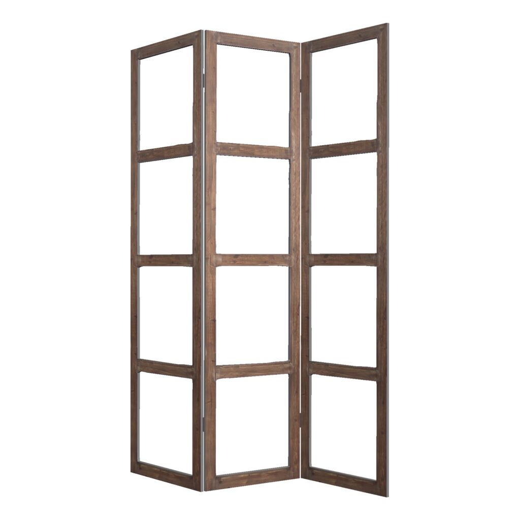 1 x 63 x 84 Brown Wood Glass  Screen