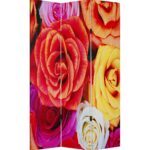 1 x 48 x 72 Multi Color Wood Canvas Daisy And Rose  Screen