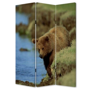 1 x 84 x 84 Tan Wood & Fabric  Screen