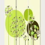 1 x 48 x 72 Multi Color Wood Canvas Floral Buds  Screen