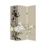 1″ x 48″ x 72″ Multi Color Wood Canvas Plum Blossom  Screen