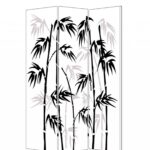 1 x 48 x 72 Multi Color Wood Canvas Bamboo Leaf  Screen