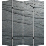 1″ x 84″ x 84″ Multi Color Wood Canvas Black Slate  Screen