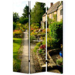 1″ x 48″ x 72″ Multi Color Wood Canvas English Garden  Screen