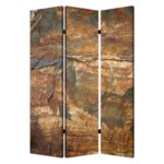 1″ x 48″ x 72″ Multi Color Wood Canvas Dark Brown Slate  Screen