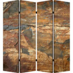 1″ x 84″ x 84″ Multi Color Wood Canvas Dark Brown Slate  Screen