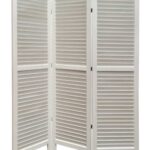 White Finish Wood Shutter 3 Panel Room Divider Screen