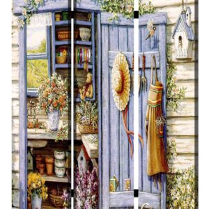 1 x 48 x 67 Yellow Wood Shutter - Screen