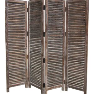 1 x 63 x 84 Brown Wood Glass  Screen