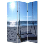 1″ x 48″ x 72″ Multi Color Wood Canvas Seaside Serenity  Screen