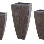Tall Distressed Brown Sandstone Ribbed Planter