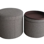 1 x 19 x 19 Gray Tweed Storage  Ottoman