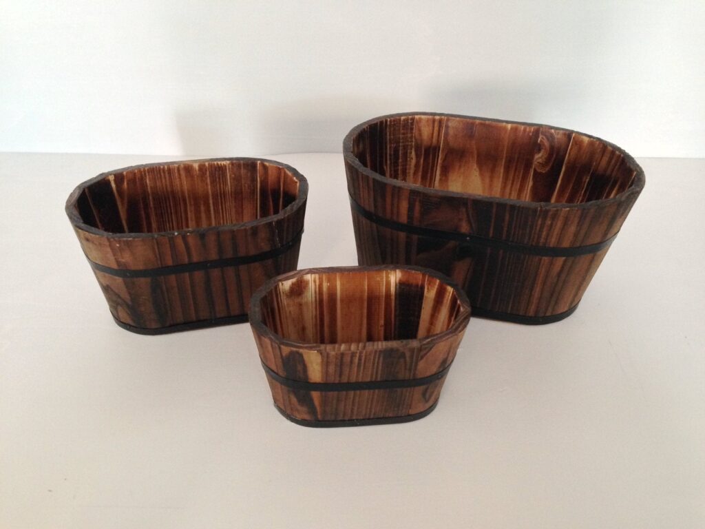 1″ x 10″ x 7″ Brown, Wood Garden Planter – 3 Piece