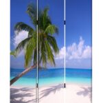 1 x 48 x 72 Multi Color Wood Canvas Paradise  Screen