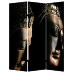 1″ x 48″ x 72″ Multi Color Wood Canvas Budda  Screen
