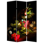 1″ x 48″ x 72″ Multi Color Wood Canvas Christmas  Screen