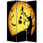 1″ x 48″ x 72″ Multi Color Wood Canvas Halloween  Screen