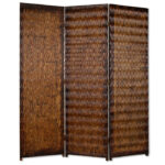 1″ x 63″ x 72″ Brown Wood 3 Panel  Screen