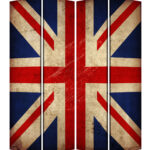 1 x 84 x 84 Multi Color Wood Canvas Union Jack  Screen