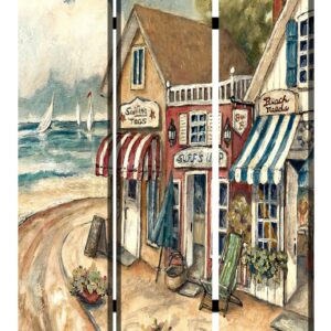 1 x 48 x 72 Multi Color Wood Canvas Rose  Screen