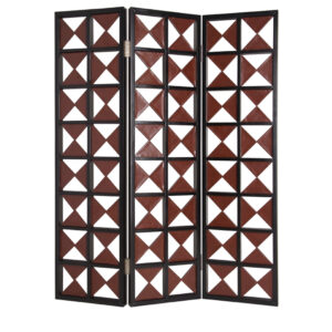 1" x 59" x 67" Gold Wood & Fabric  Screen