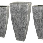 Sandstone Distressed and Ribbed Long Square Planter