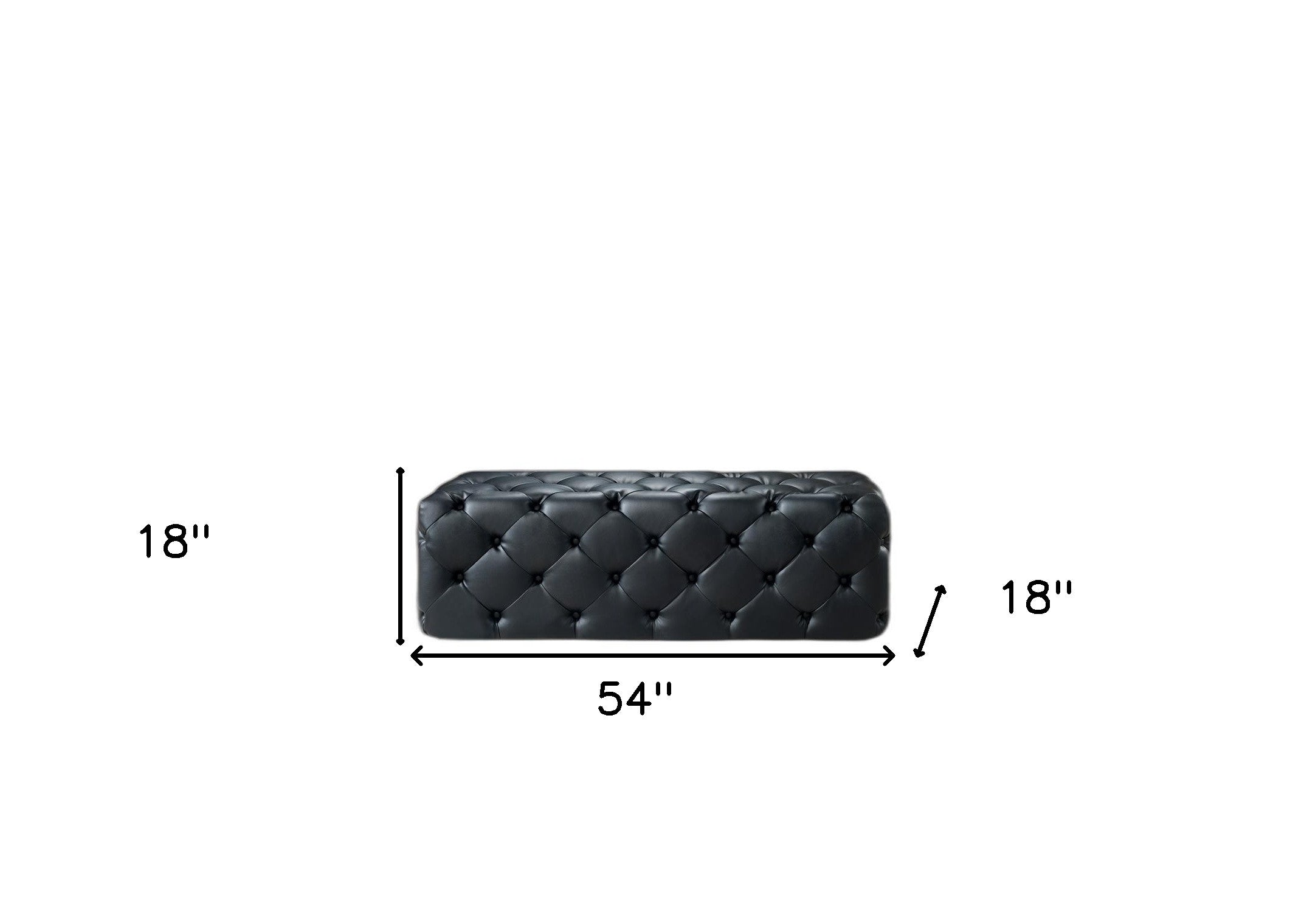 54' Black Eco Leather Tufted Ottoman or Bench