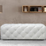 54′ White Eco Leather Tufted Ottoman or Bench
